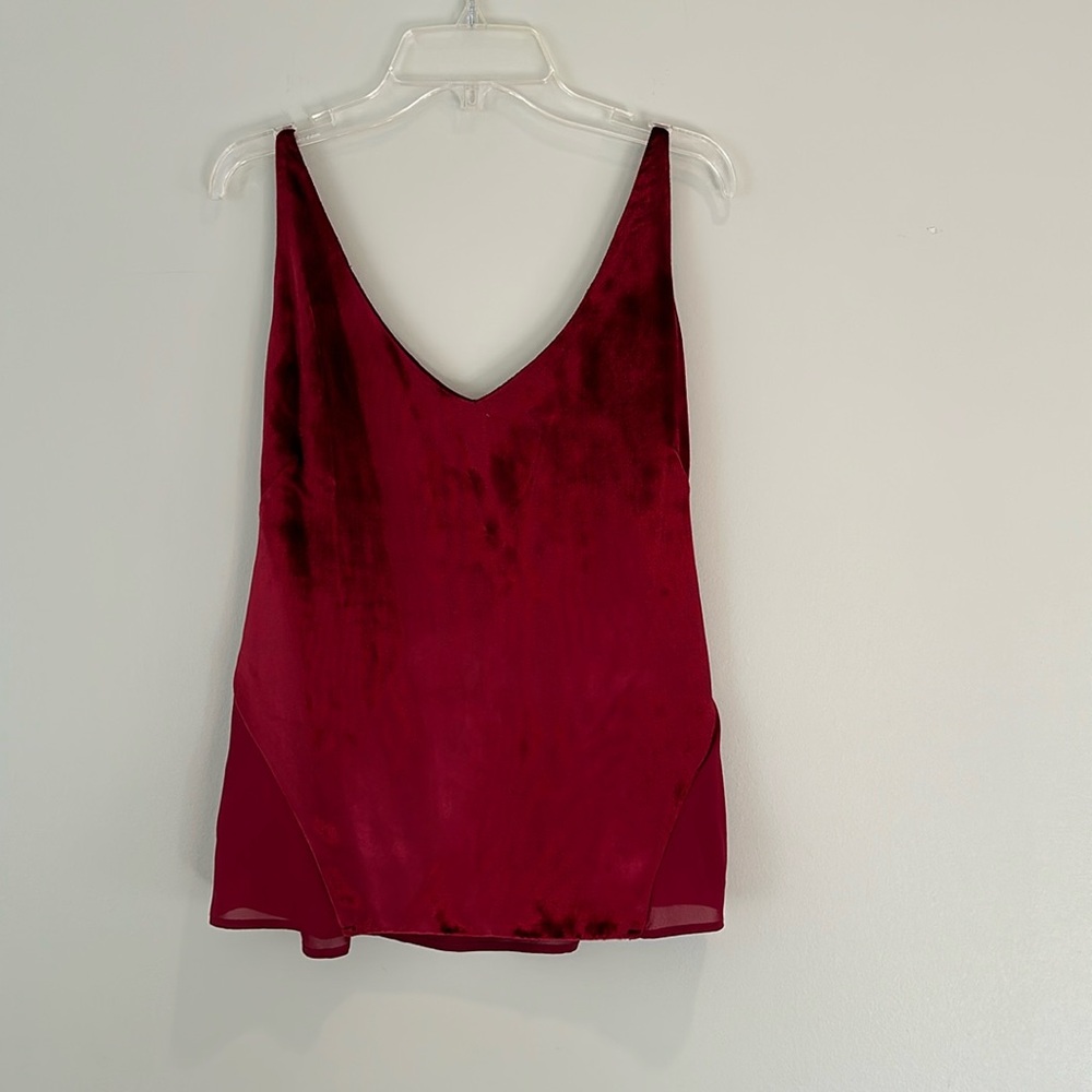 NWOT J BRAND silk and velvet tank top cami shirt burgundy